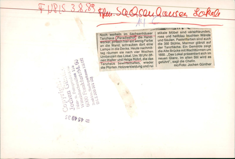 ISENHAUSEN AFTER FOUR WEEKS RENOVATION THEY OPEN RESTAUR FILM - Vintage Photograph