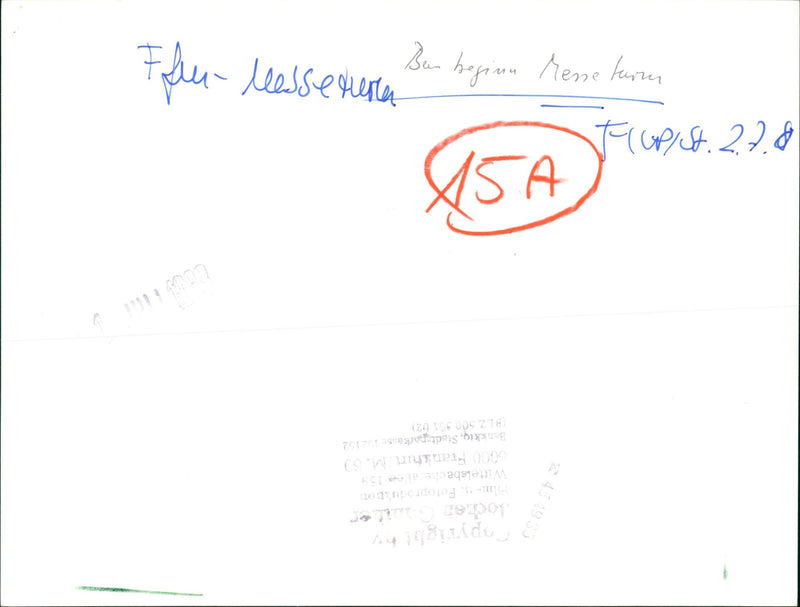 HER JOCKENER FILM PHOTO PRODUCTION WITTELSBACHE ALLEE FRANKFURT - Vintage Photograph