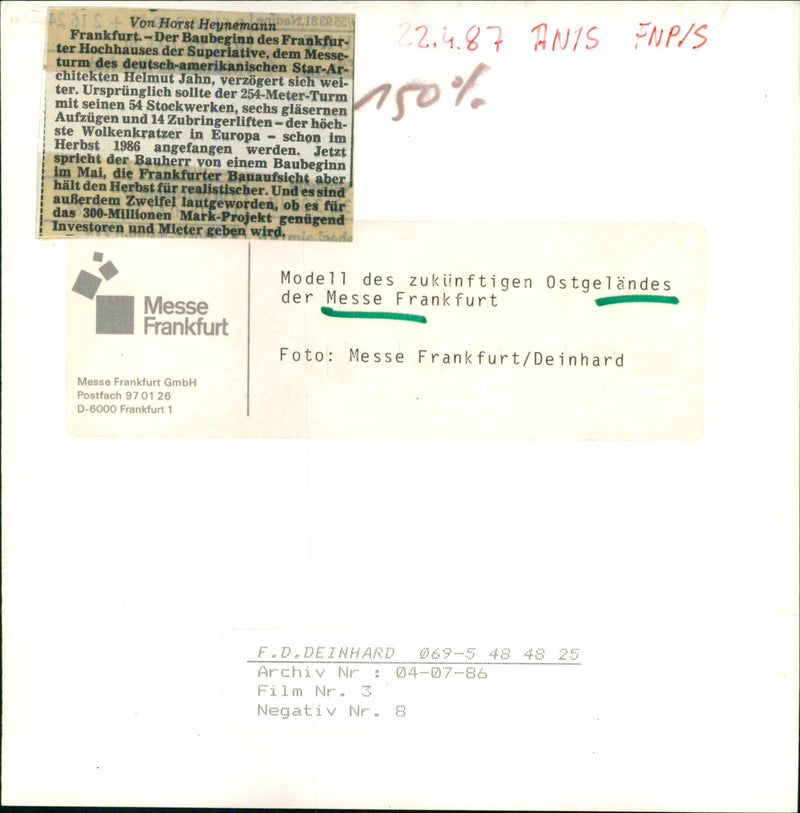 1987 TESSEL ANDE ZESSEDUOM MODELS CONSTRUCTION FRANKFURT TER FILM - Vintage Photograph