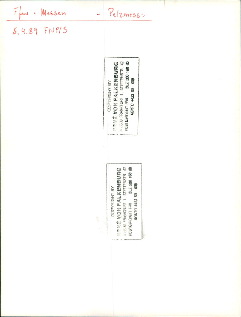 1989 FASHION FOGUE TESTS PELZUESSE CONTINUE FUR PUBLISHED - Vintage Photograph