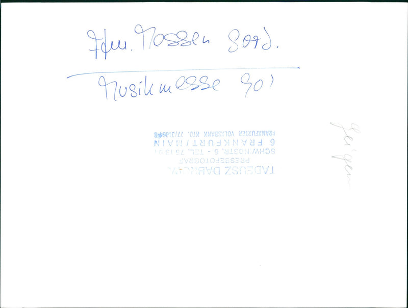 FAIR MUSIC TADEUSZ DABIRU PRESSEPOTOGRAPH SCHWNDSTR TEL FRANKFURT - Vintage Photograph