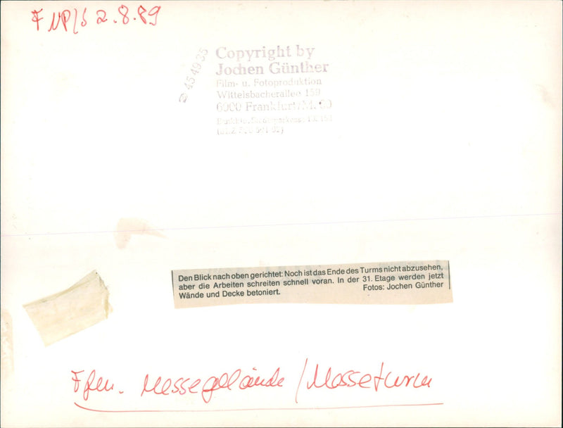 WITTELSBACHERALLEE FRANKFURT STILL END TOWE FILM - Vintage Photograph