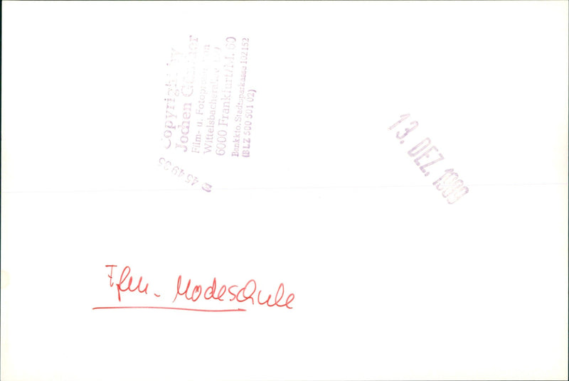 SCHOOL BEKLE JOCHEN FILM UFOTOPROTEIN WITTELSBACHERALLA FRANKFURT BANK - Vintage Photograph