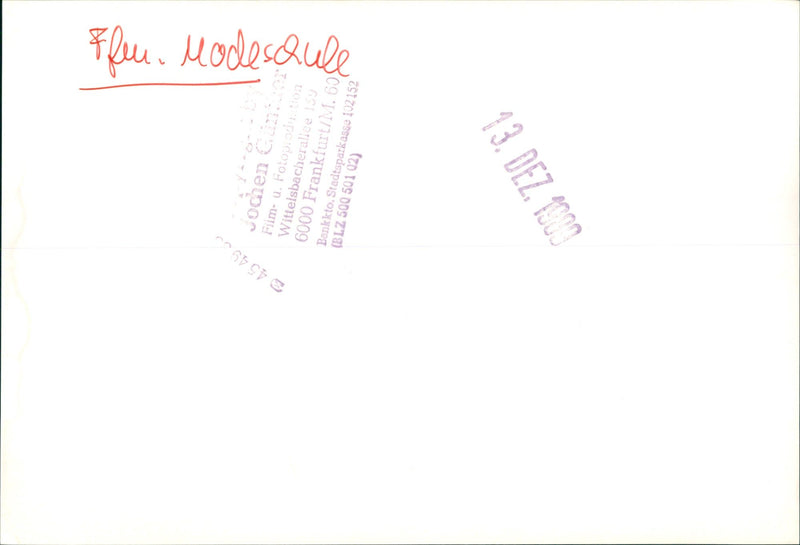 SCHOOL BEKLE FOTOPRODUCTION WITTELSBACHERALLEE FRANKFURT BANKKTO STAD FILM - Vintage Photograph