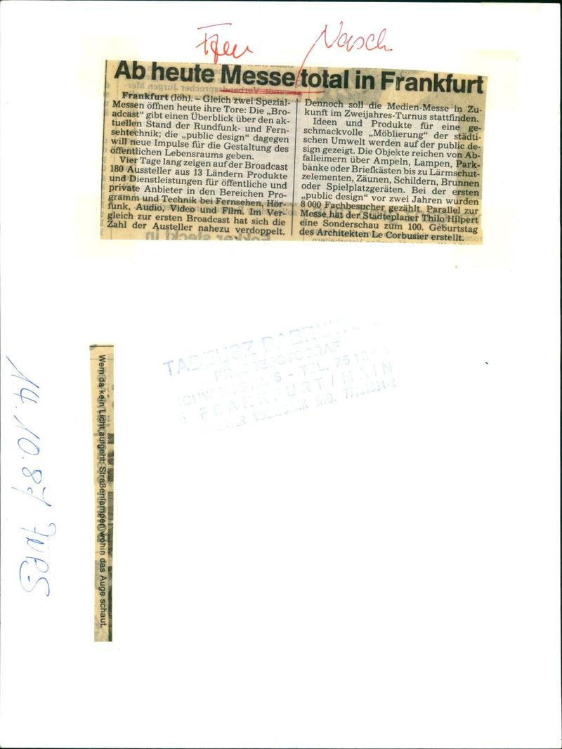 1987 TESSEN LOURISDICA LIVING LIVING TREI BROKUNFT BIENNIAL TURN TAKES PLA FILM - Vintage Photograph