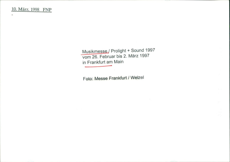 1997 FLUE NESSEU MUSIC FAIR LANEY SHO ALIMITE UBL FNP MUSIKMESSE PROLIG - Vintage Photograph