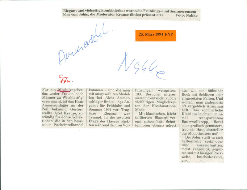 1991 Axel Krause with fashion trends models Annemarie Martin and Hanne recurrence - Vintage Photograph