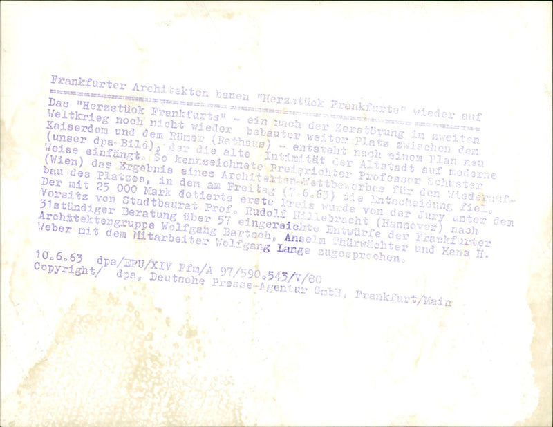 ROMERBERG MODELS CANKFURT ARCHITECT BUILT THE HEART OF PRANK WERNER SCHURING - Vintage Photograph