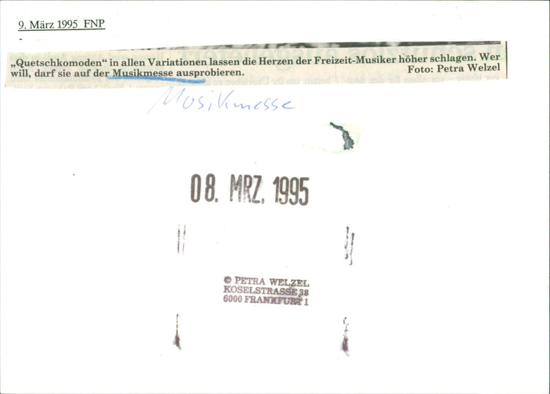 1995 FLUE NESSEU MUSIC FAIR MOST POPULAR EVENTS - Vintage Photograph