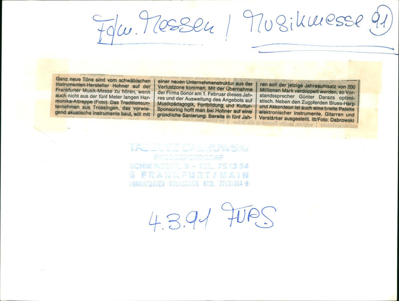 1994 FLUE NESSEU MUSIC FAIR NEW COMPANY STRUCTURE WHICH CURRENT ANNUAL - Vintage Photograph