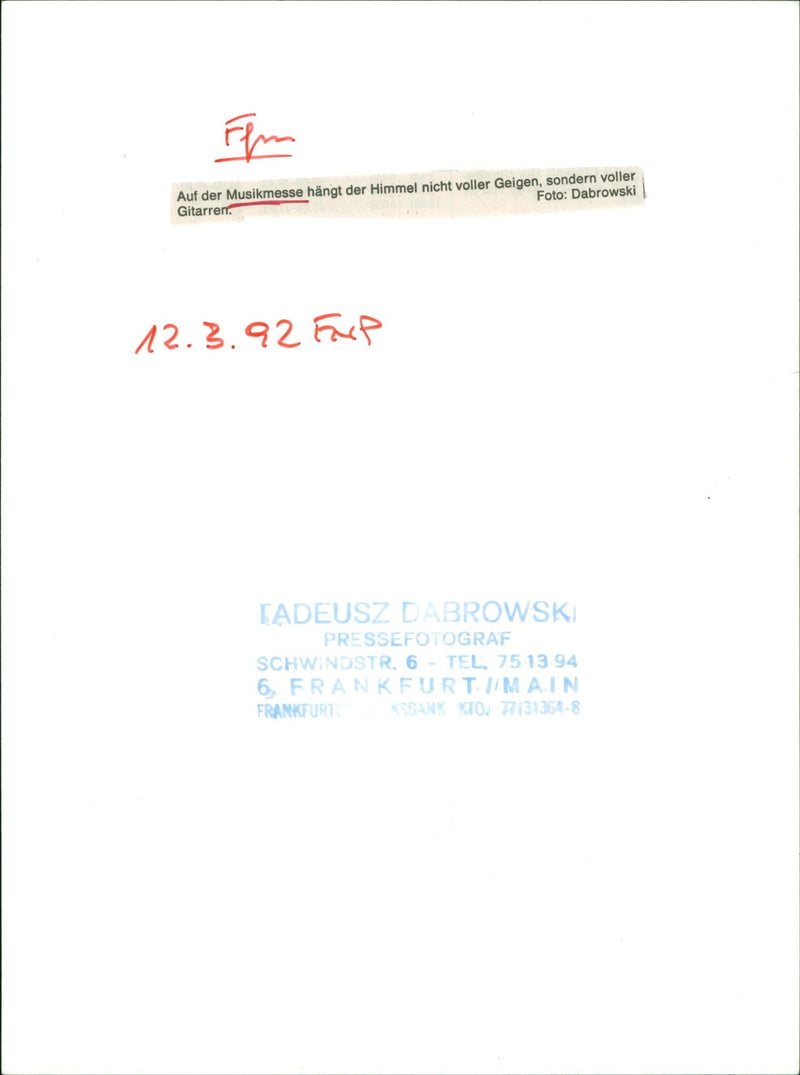 1992 FLUE NESSEU MUSIC FAIR FLAM MOST POPULAR - Vintage Photograph