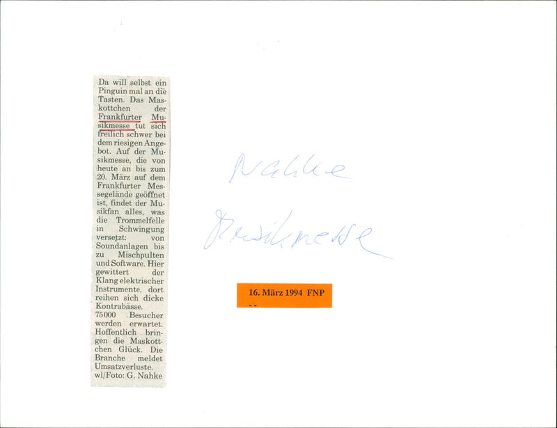 1994 FLUE NESSEU MUSIC FAIR SIKMESSE OPEN TODAY UNTIL - Vintage Photograph