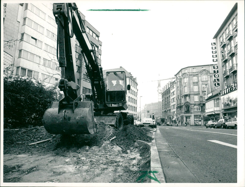 CONSTRUCTIONGH ROAD CONSTRUCTION FRANKFURT PLANNED ARE TREES AND PLA FILM - Vintage Photograph