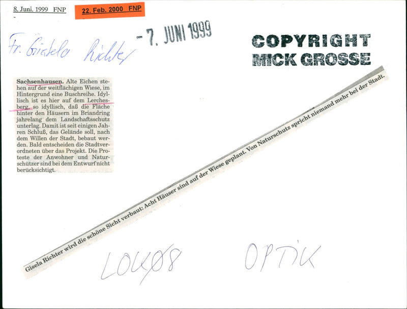 1999 NIGHT HOUSES ARE PLANNED MEADOW LANDSCAPE - Vintage Photograph