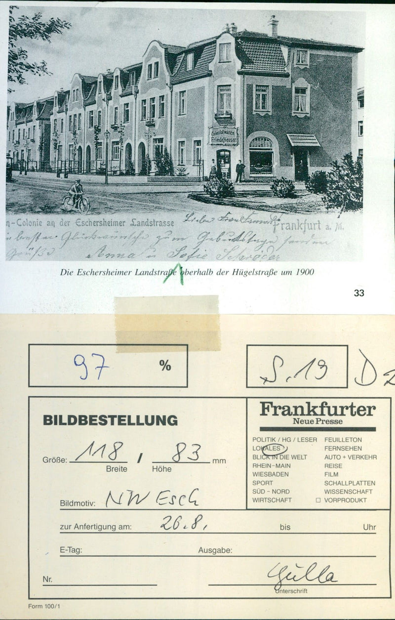 1905 PLATZE ACETYLENE ALARM ESCHERSHEIMER LANDSTRAE OVER HUGELSTRAE FILM - Vintage Photograph