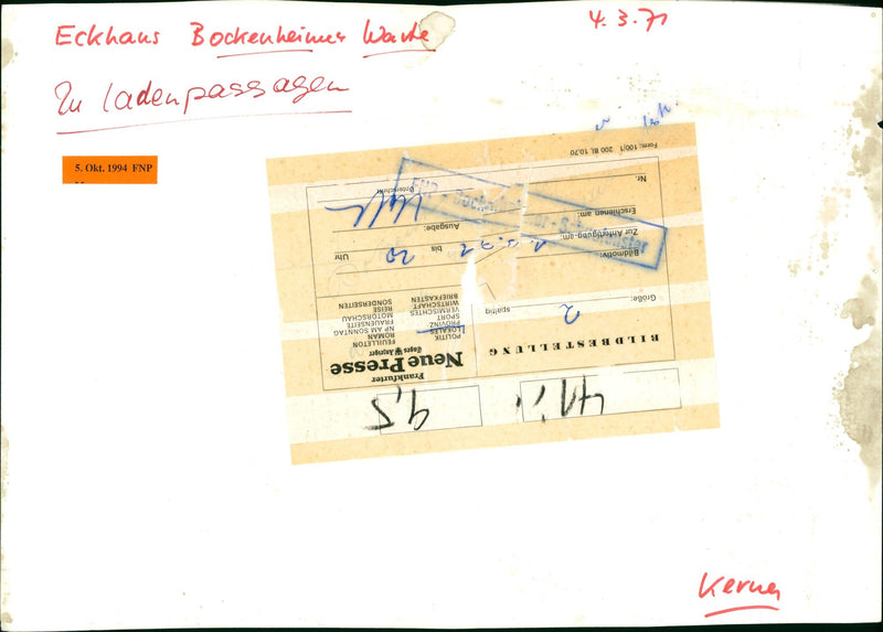 1970 PASSAGE BOCKENHEINUES WASHE PUBLISHED FRANKFURTER NEUE PRESS - Vintage Photograph