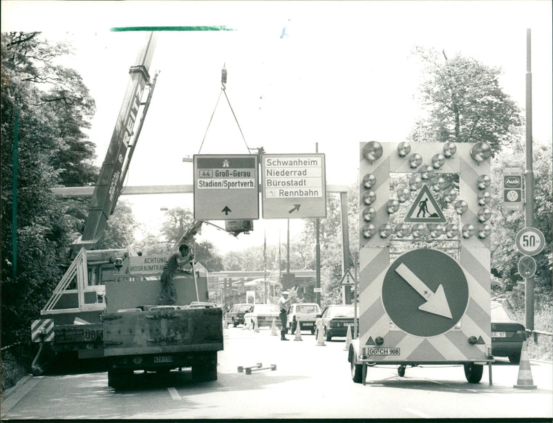 CONSTRUCTIONGH ROAD CONSTRUCTION OFFICE WANTS HAVE ADDITIONAL SIGNS FILM - Vintage Photograph