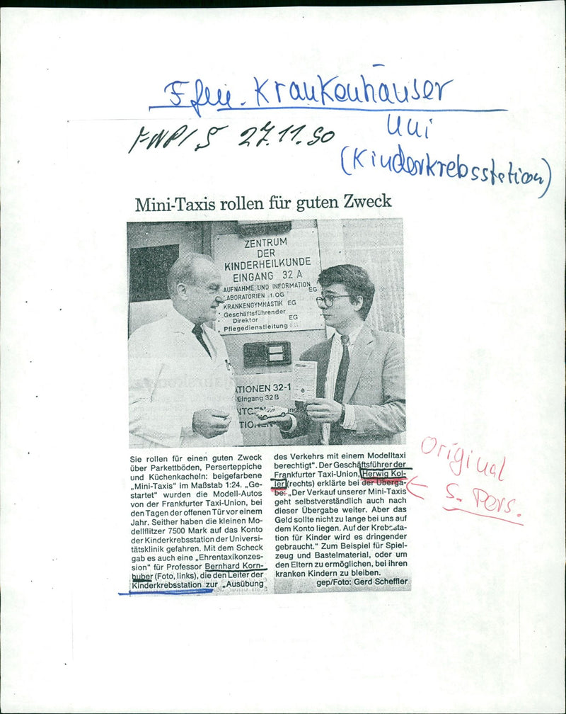 Model taxi of the Frankfurt Taxi Union - Vintage Photograph