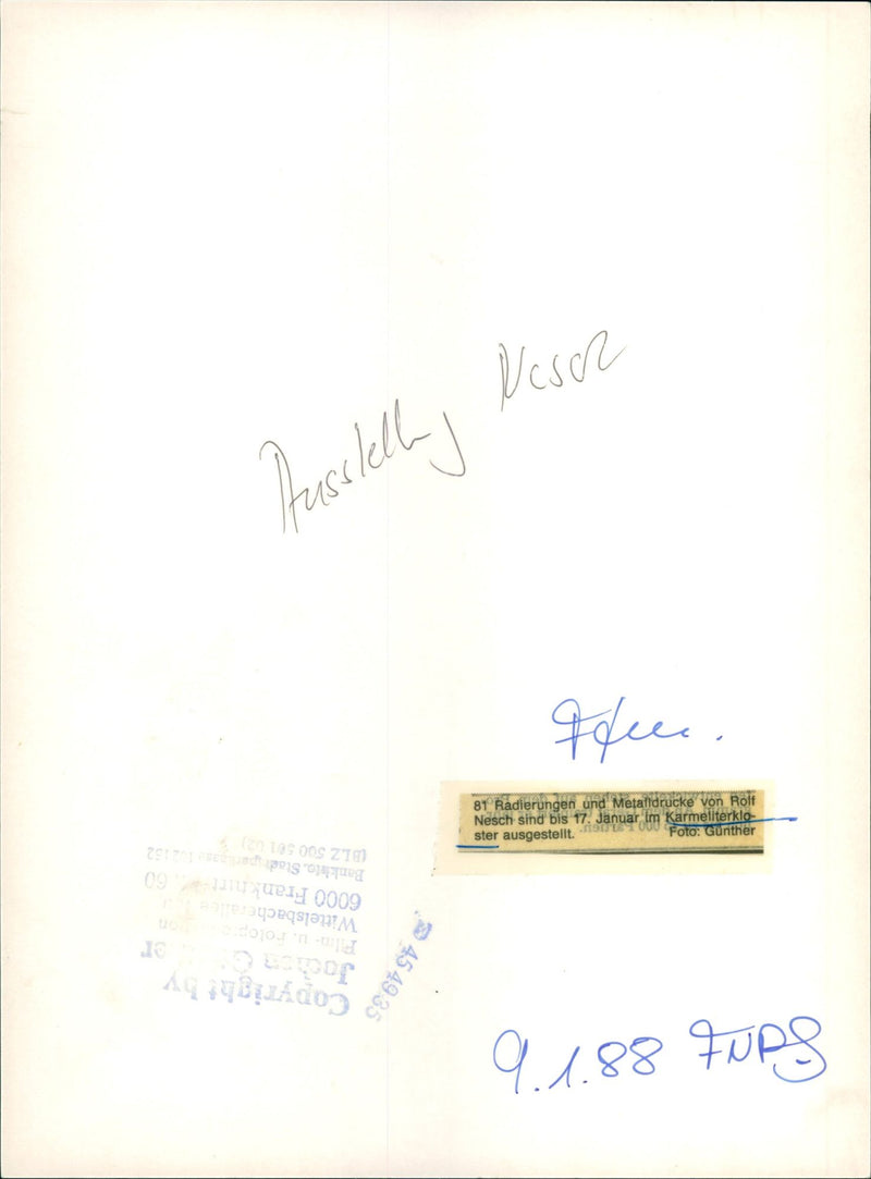 LITERARY ETCHINGS AND METAL PRINTS ROLF NESCH ARE DISPLAY FILM - Vintage Photograph