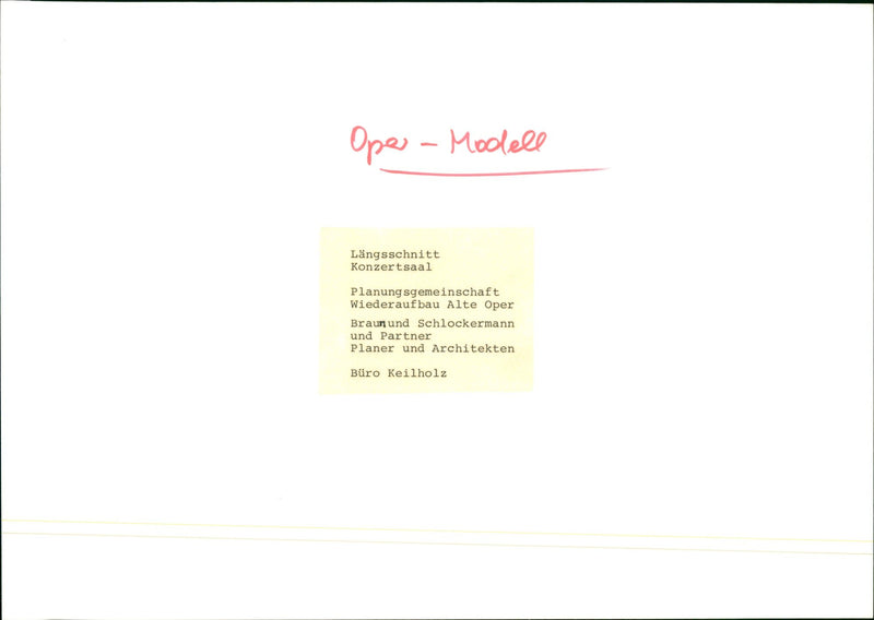 OPERNHA REBUILD MODEL OPERA SCHLOCKERMANN LONGCUT BURO RECONSTRUCTION CONCE - Vintage Photograph