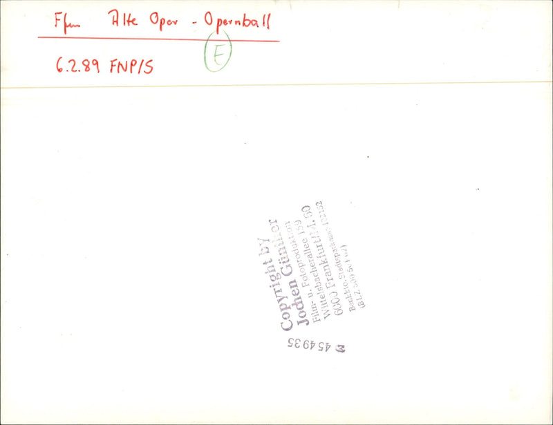 1989 EDUR HLLE OPERA BALLE OPERA BALL FNDIS FRUN OLD OPERA OPERA BALL FILM - Vintage Photograph