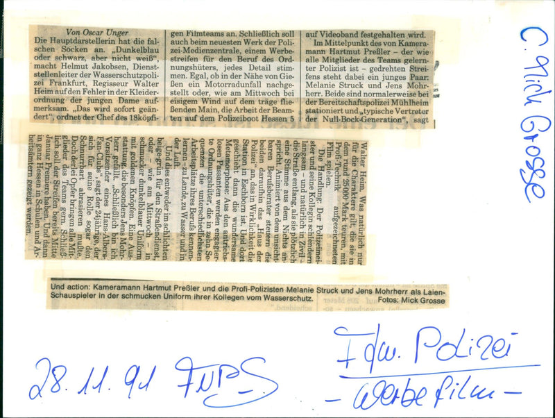 FOLM POLICE ADVERTISING CENTRAL MEDIA MEMBERS PREMIERE FILM - Vintage Photograph