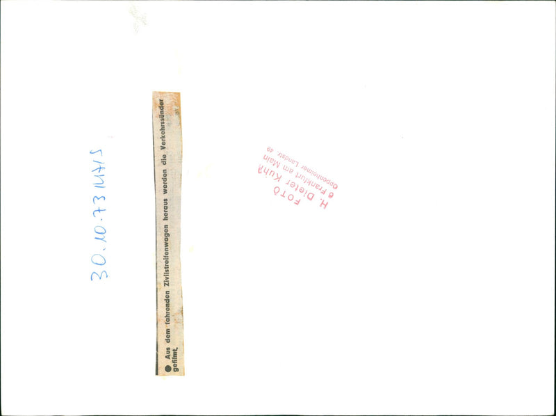 1973 POLICE USING CARS FILM TRAFFIC FRANKFURT OUT MOVING - Vintage Photograph