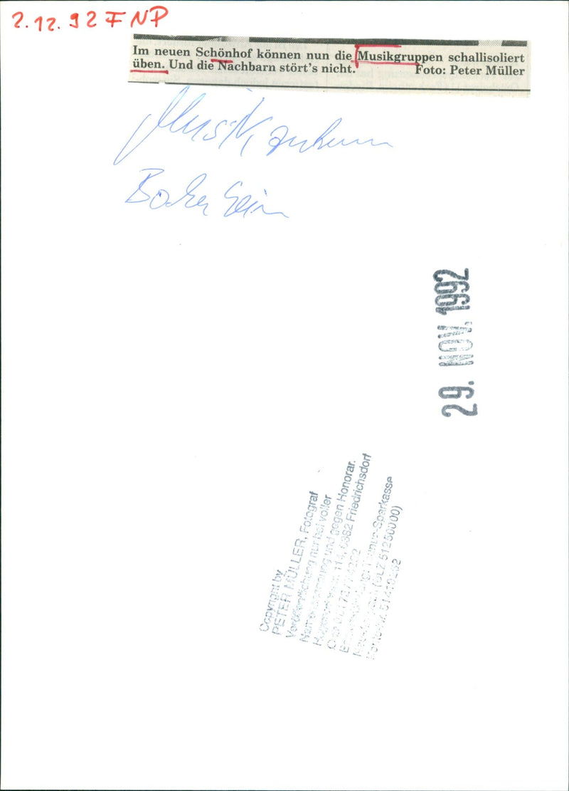 1992 USIK KUBUNGZENTRUM PUN NOW BARE MASIHI UBEN MUSIC PETER - Vintage Photograph