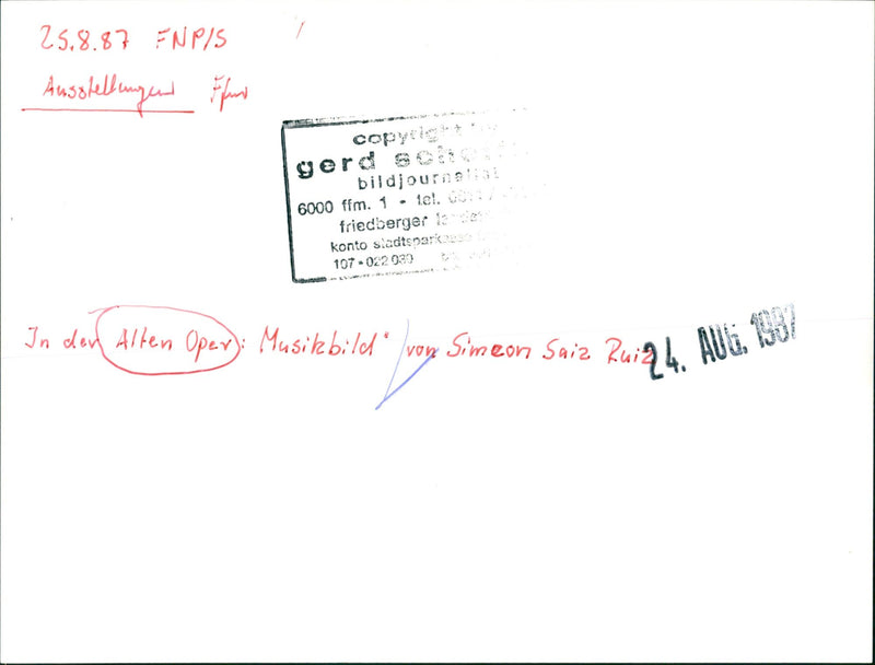 VARIOUS OLD OPERA MUSIC IMAGE DREAM SIMEON SAIZ RUIA ALA HAN - Vintage Photograph