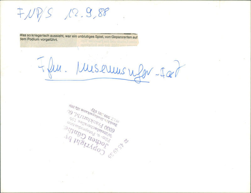 NUSEEN MUSEUMSUFERFEST BLOOMLESS MUSUFER WITTEISBACHERALLEE FRANKFURT FILM - Vintage Photograph