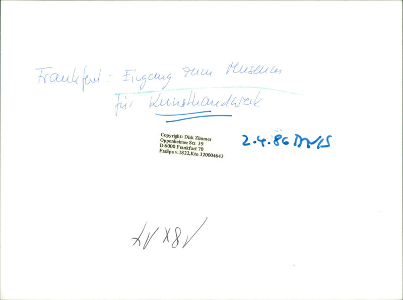 1986 MUSEUMS KUNS SEBAUDE AUER MODELS DIRK ZIMMER OPPENHEIMER STR FRANKFURT - Vintage Photograph