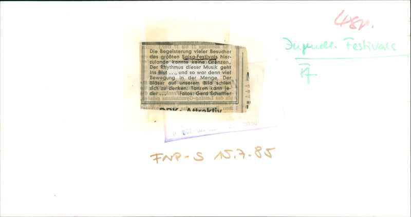 1985 MUSIKFESTIV LOT BLOOM RHYTHM HERE GOES JUGUE FESTIVAL MUSIC AUSTY - Vintage Photograph