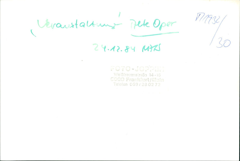 1984 OPERAI VERAN LELUJA BROD JOPPIE MAIN FRANKFURT BFRAUENSTRAE UTAS PHONE MUSIC - Vintage Photograph