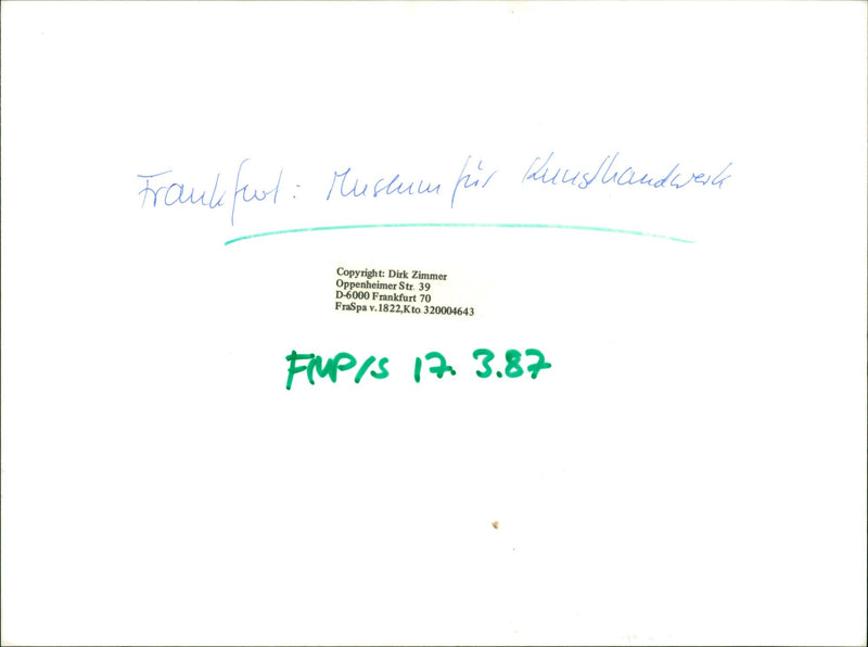 1987 MUSEUMS KUNS SEBAUDE AUER MODELS MUSLUM FRANKFURT DIRK ZIMMER FRASPA OPPENH - Vintage Photograph