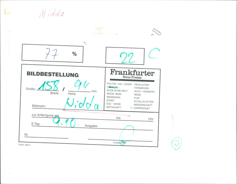 NIDDA LOCATION FRANKFURTER NEW PRESSE GROE WIDTH HIGH NIDDAL FILM - Vintage Photograph