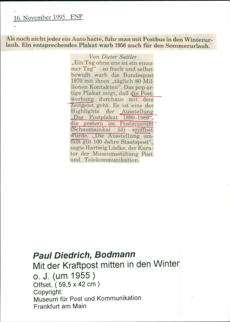 1995 MUSEUMS POSTMUSEUM GEBAU MODELS YESTERDAY WHEN WINTERUR ITS OPENED PAUL - Vintage Photograph