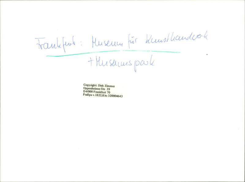 MUSEUMS KUNS SEBAUDE AUER MODELS HUSUMS FRANKFURT DIRK POOLE ZIMMER OPPENHE - Vintage Photograph