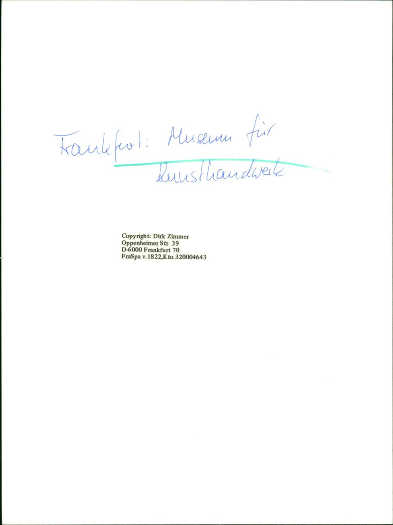 MUSEUMS KUNS SEBAUDE AUER MODELS DUNSTHANDWERK FRANKFURT DIRK ZIMMER FRASPA - Vintage Photograph