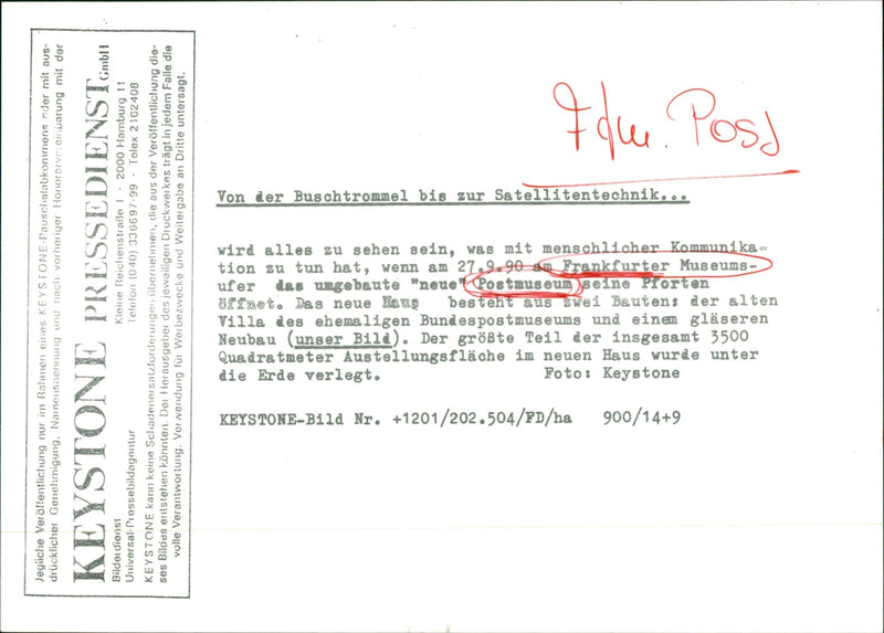 MUSEUMS POSTMUSEUM GEBAU MODELS TOLEX CLAIM FRANKFURT WHE UNIVERSAL KEYSTONE - Vintage Photograph