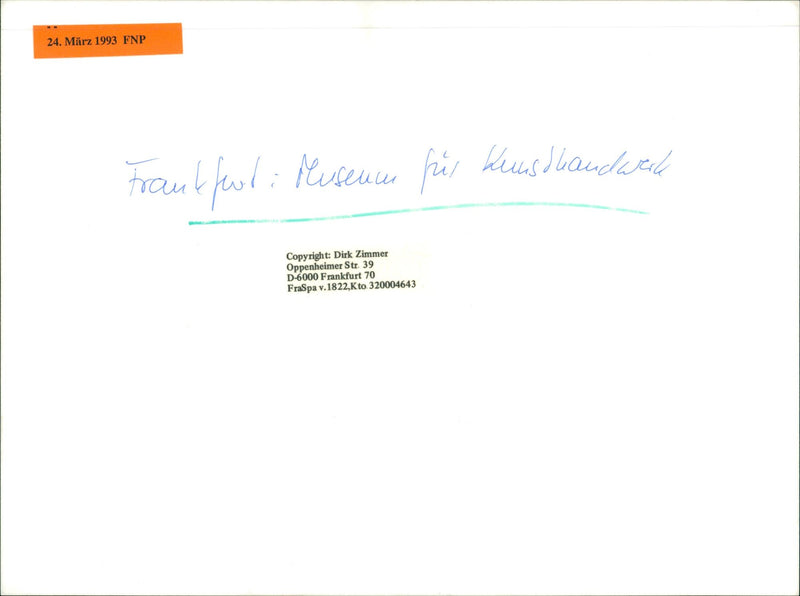 MUSEUM KUNS SEBAUDE AUER MODELS DIRK ZIMMER PENHEIMER STR FRANKFURT FRAS - Vintage Photograph