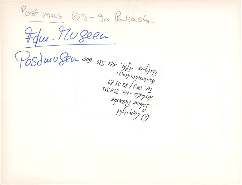 MUSEUMS POSTMUSEUM GEBAU MODELS MAS SAMPSA TJM NOOD POSTGIRO TEL ERHEBLO - Vintage Photograph