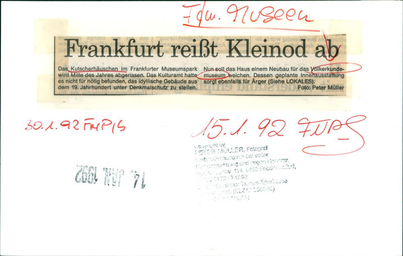 1992 MUSEUMS VOLKERKUNDE BUILDING MODELS PARK RUSSIAN FRA PETER - Vintage Photograph