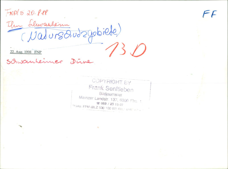 1988 PROTECTION FURTHER STANDON NATURE RESERVE SCHWANHEI MODEL - Vintage Photograph