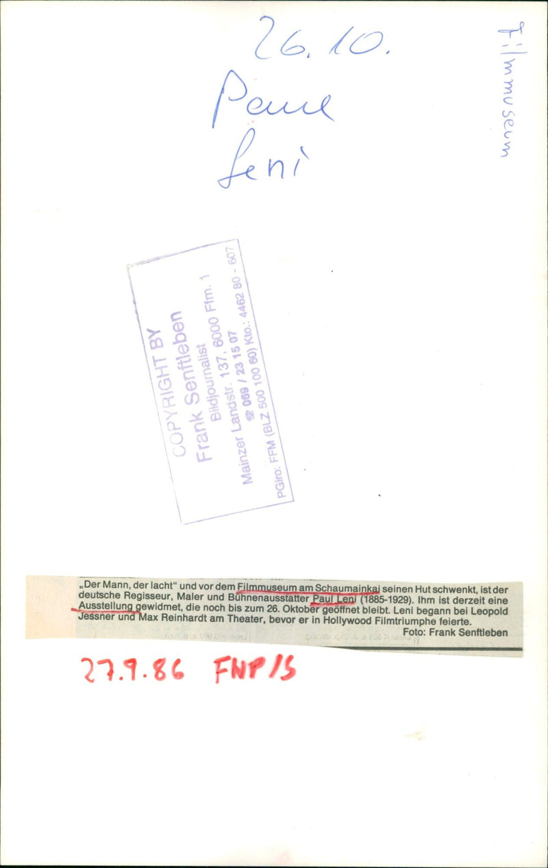 1986 MUSEUMS FILMMUSEUM BUILDING INSIDE PAUL LEOPOLD UNIVERSAL - Vintage Photograph