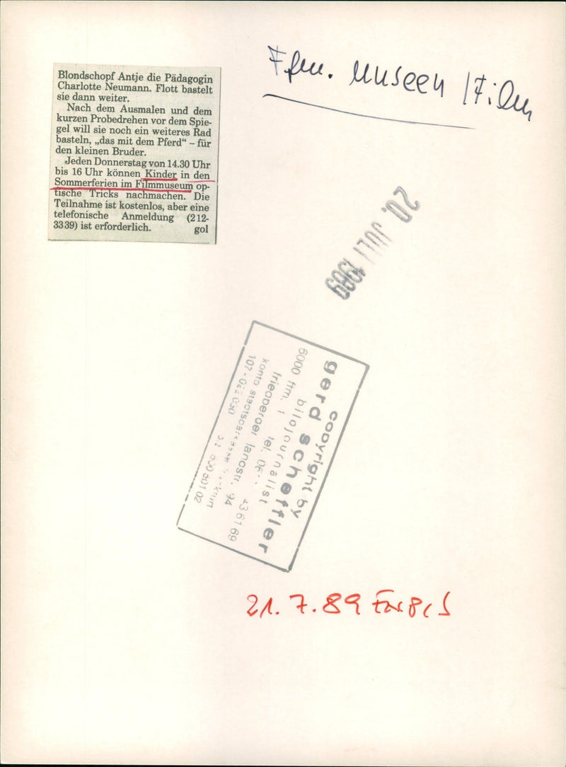 1989 MUSEUMS FILMMUSEUM BUILDING INSIDE HUSSTELLUNGEN LATERNA - Vintage Photograph