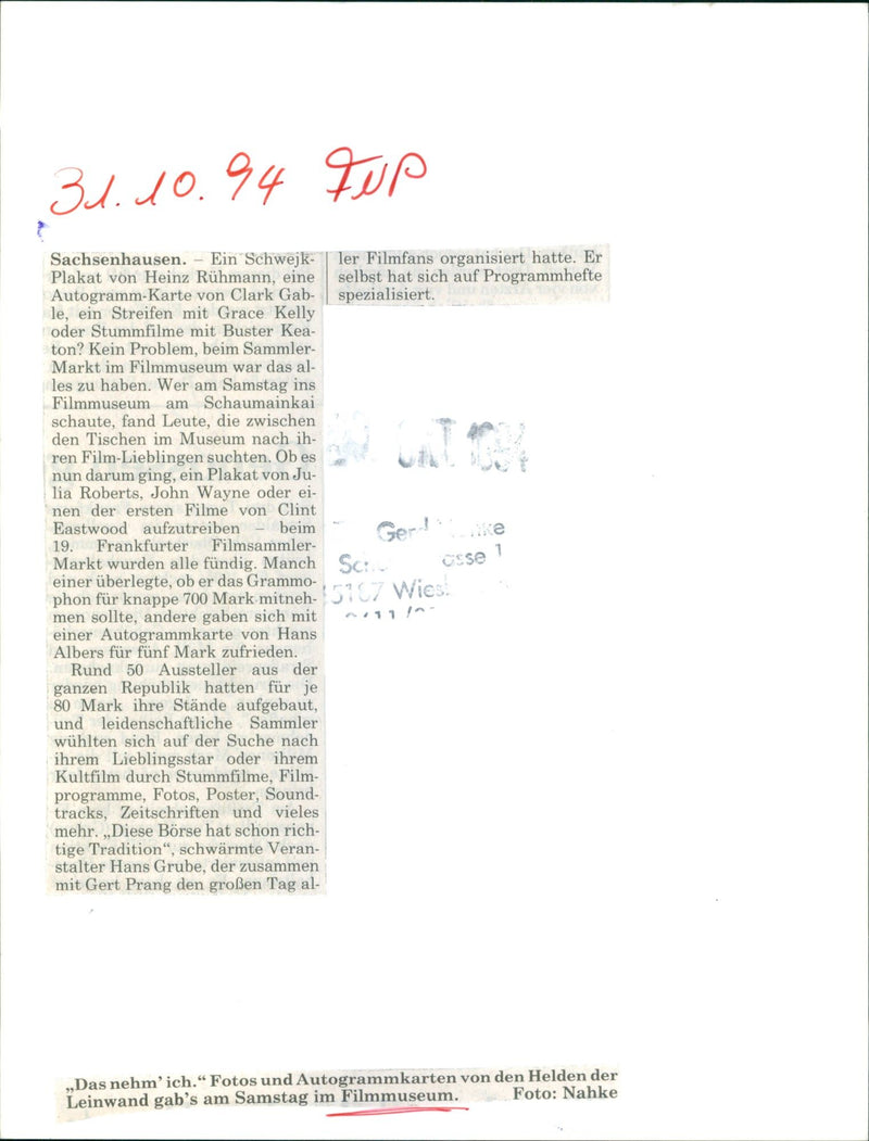 1994 MUSEUMS FILMMUSEUM BUILDING INSIDE HUSSTELLU EASTWOOD CLINT - Vintage Photograph