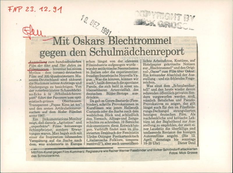 1991 MUSEUMS TILMMUSEUM BUILDINGS INSIDE EXHIBITIONS LATERNA RAGICA DOC FILM MICK - Vintage Photograph