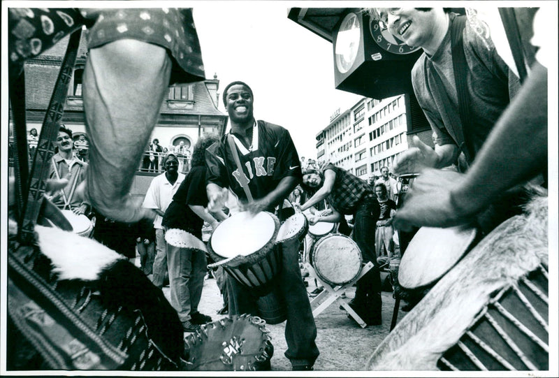 LUSIC MUSIC LOCATION THERE DRUMMERS MET MAIN GUARD TENT - Vintage Photograph