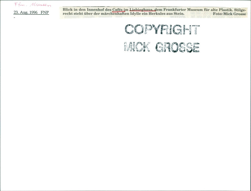 1996 MUSEUMS LIEBIEG BUILDINGS AUEN MODELS FIGURES SCULPTURE CAFE RIGHT LIEBIEGH - Vintage Photograph