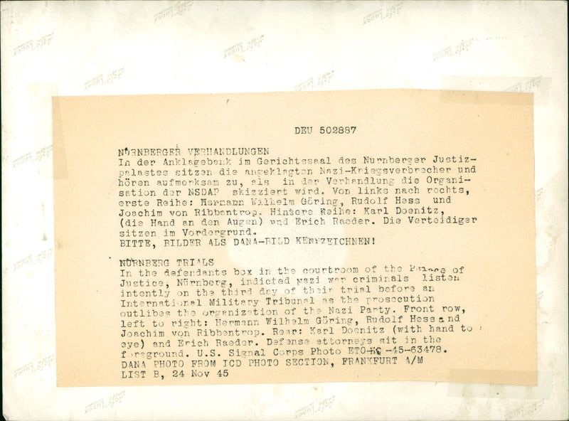 INDEX COURTROO MILITARY ERICH INTERNATIONAL - Vintage Photograph